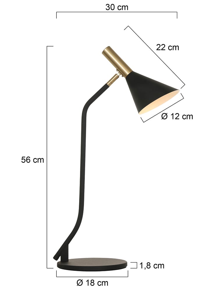 Lampe à poser avec pied courbé Anne’s Choice de Anne Lighting noir et or – Image 15