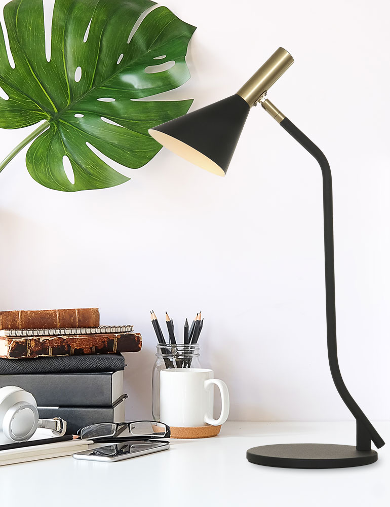 Lampe à poser avec pied courbé Anne’s Choice de Anne Lighting noir et or – Image 3