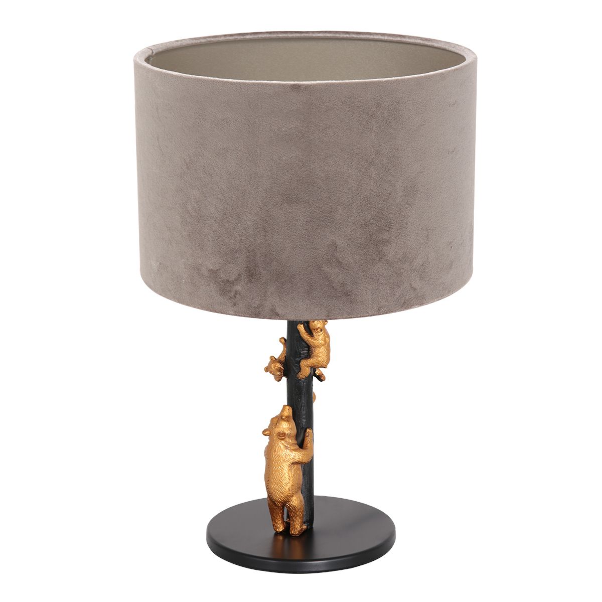 Lampe à poser Bear abat-jour velours Anne Light & Home taupe – Image 2