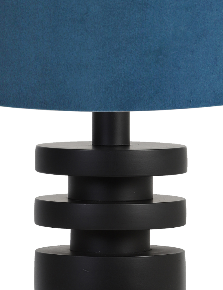Lampe à poser design abat-jour en velours bleu Light & Living Desley noir – Image 2