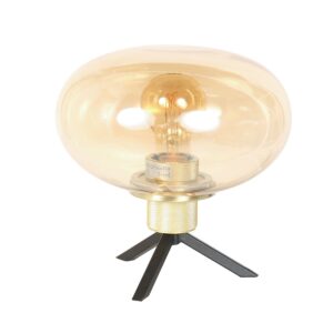 lampe-a-poser-en-verre-opaque-sphere-plate-socle-dore-steinhauer-reflexion-amber-et-noir-2681me-2