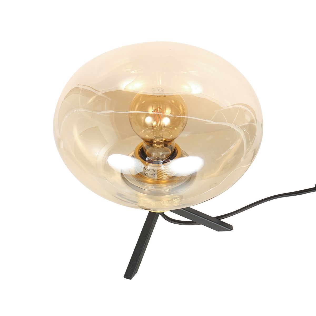 Lampe de table moderne en verre couleur ambre Steinhauer Reflexion – Image 8