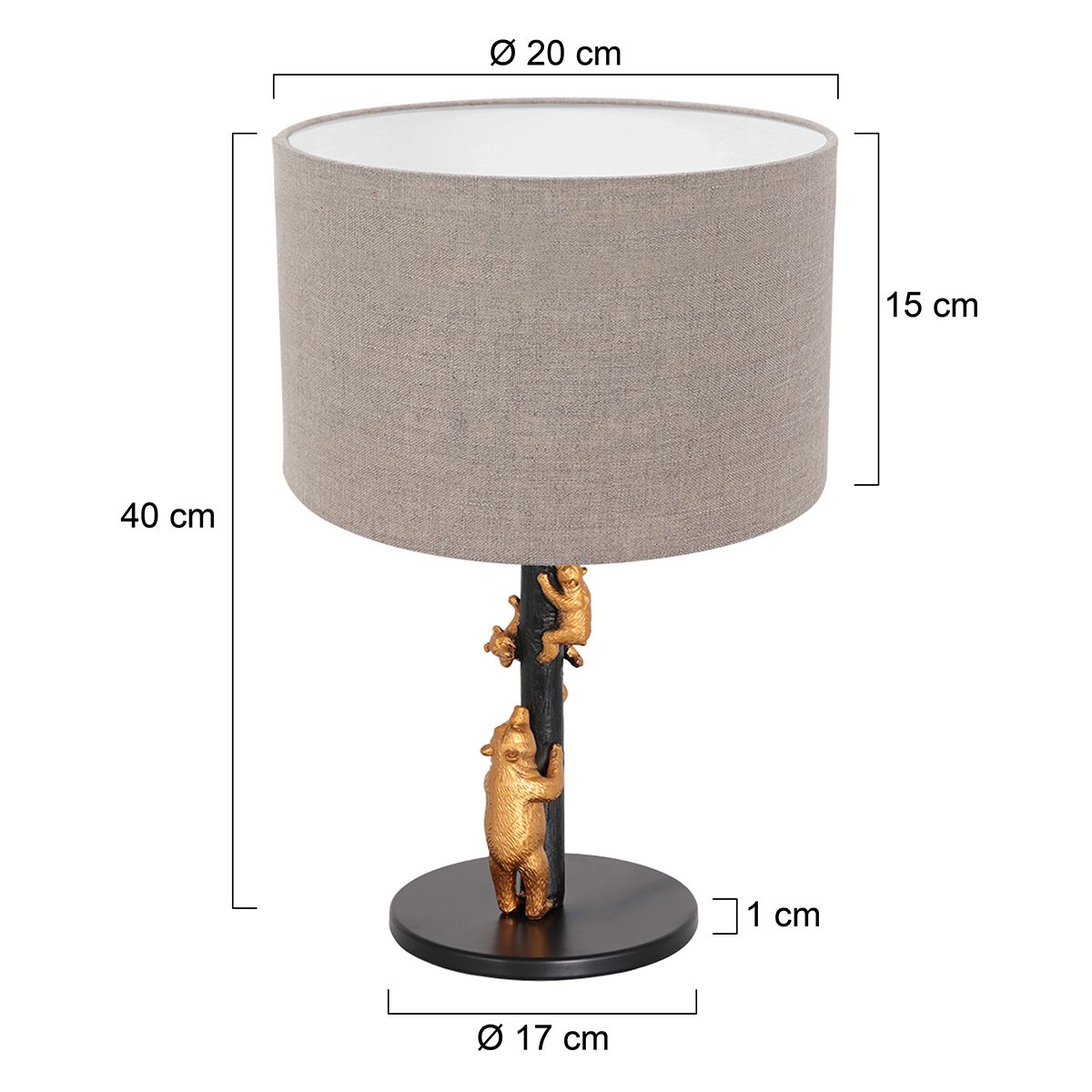 Lampe à poser famille ours doré Anne Light & Home taupe – Image 6