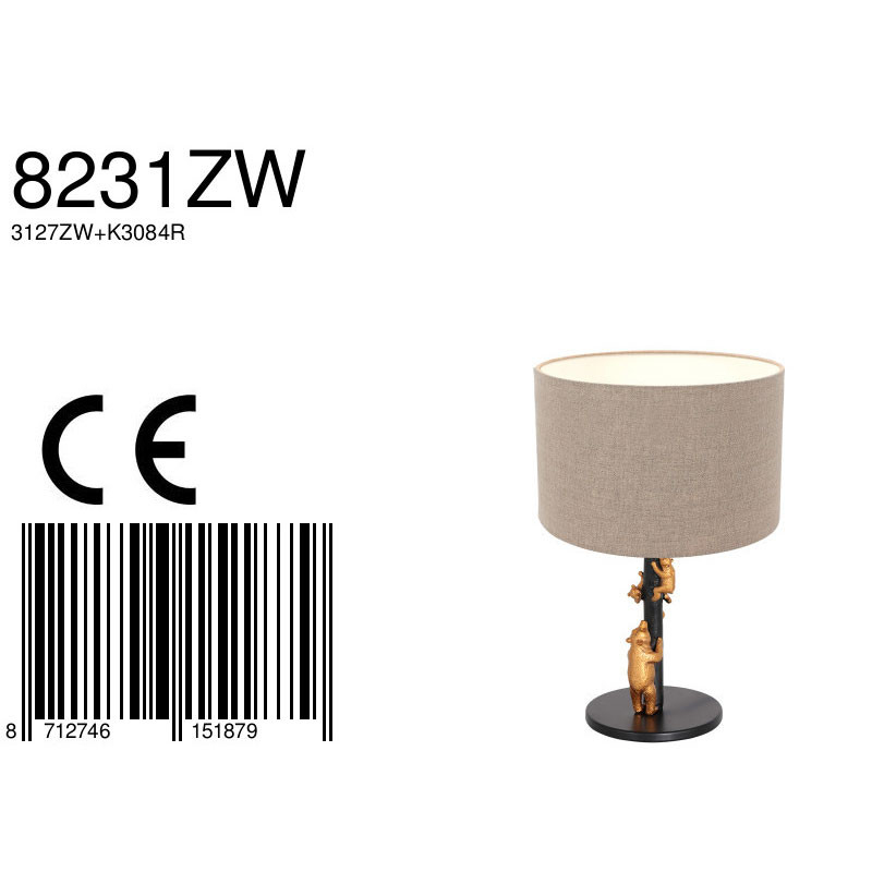 Lampe à poser famille ours doré Anne Light & Home taupe – Image 7