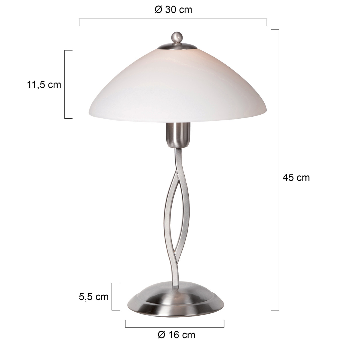Lampe de table acier abat-jour verre laiteux torsadé Steinhauer Capri – Image 8