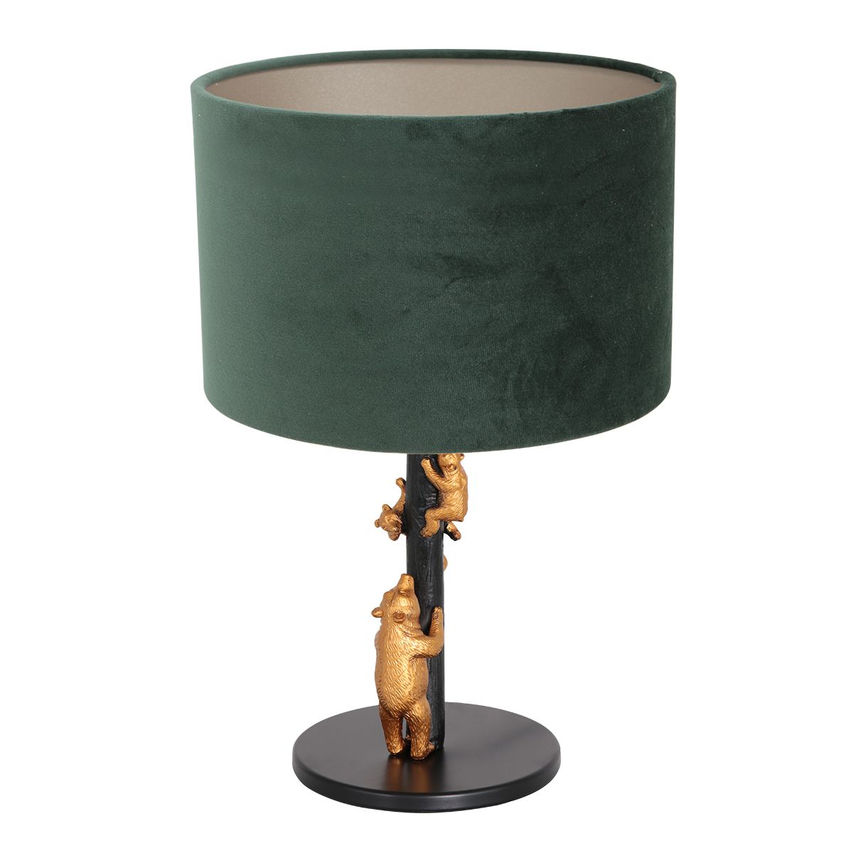 Lampe à poser oursons dorés Anne Light & Home abat-jour velours vert – Image 2