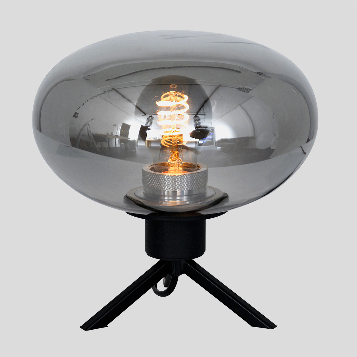 Lampe à poser sphère plate en verre fumé Reflexion Steinhauer – Image 18