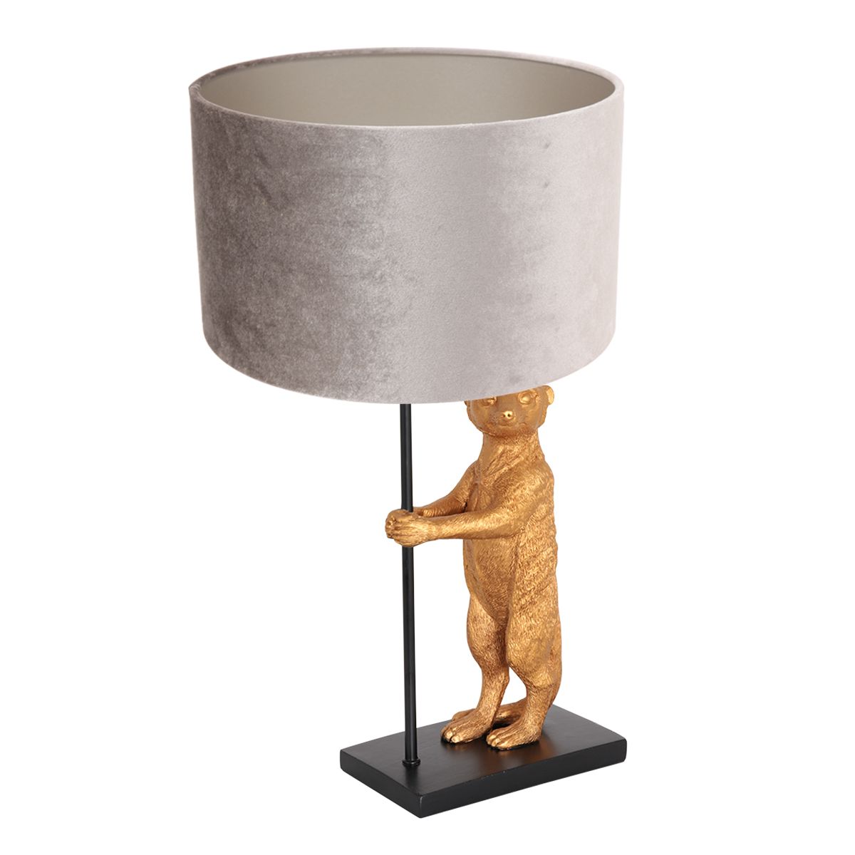 Lampe à poser suricate avec abat-jour Anne Light & Home velours taupe – Image 2