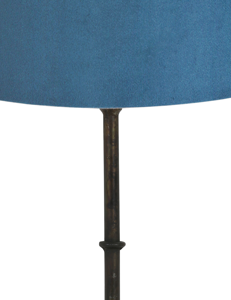 Lampe à poser tendance abat-jour bleu velours Light & Living Phuket noir – Image 2