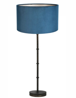 lampe-a-poser-tendance-abat-jour-bleu-velours-light-et-living-phuket-noir-7034zw