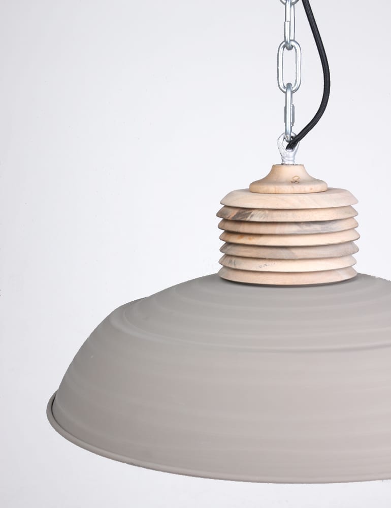 Lampe à suspension en bois Mexlite Samso taupe – Image 4