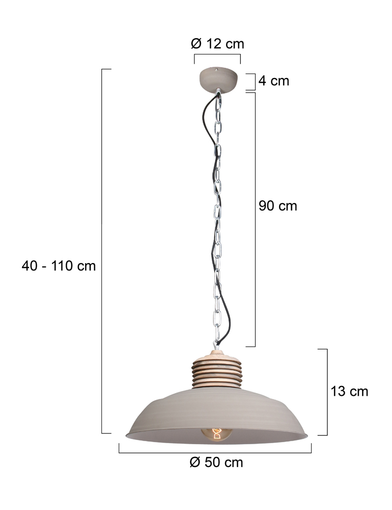 Lampe à suspension en bois Mexlite Samso taupe – Image 8