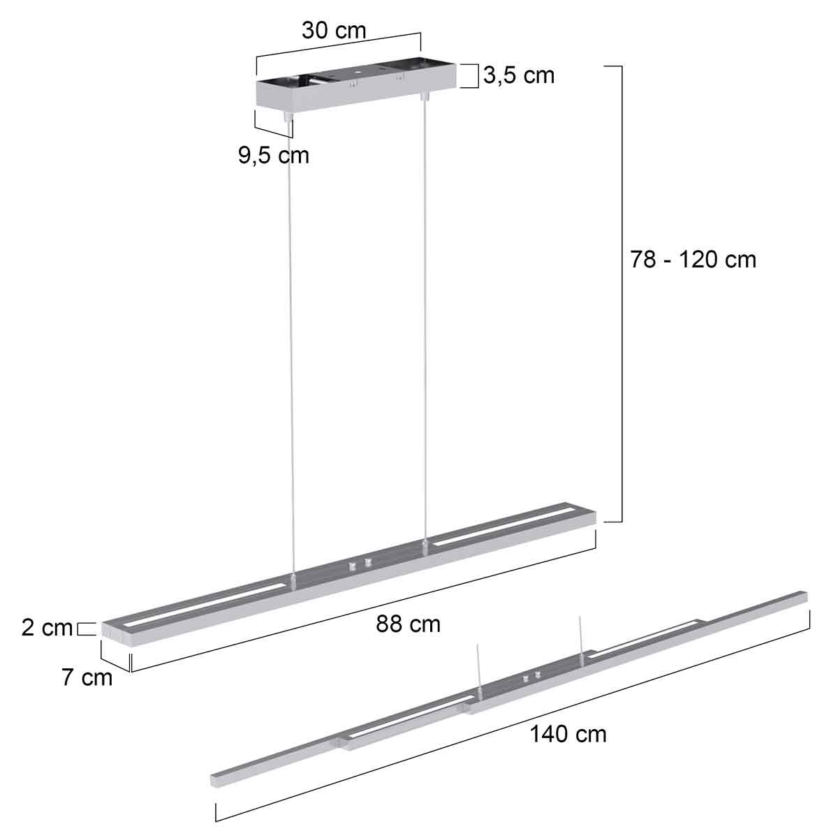 Lampe à suspension extensible Steinhauer Zelena en acier – Image 7