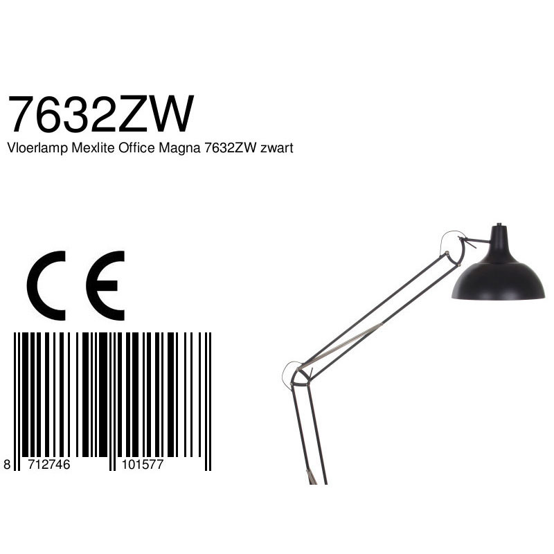 Lampadaire industriel noir métal bras articulé Mexlite Office Magna – Image 9