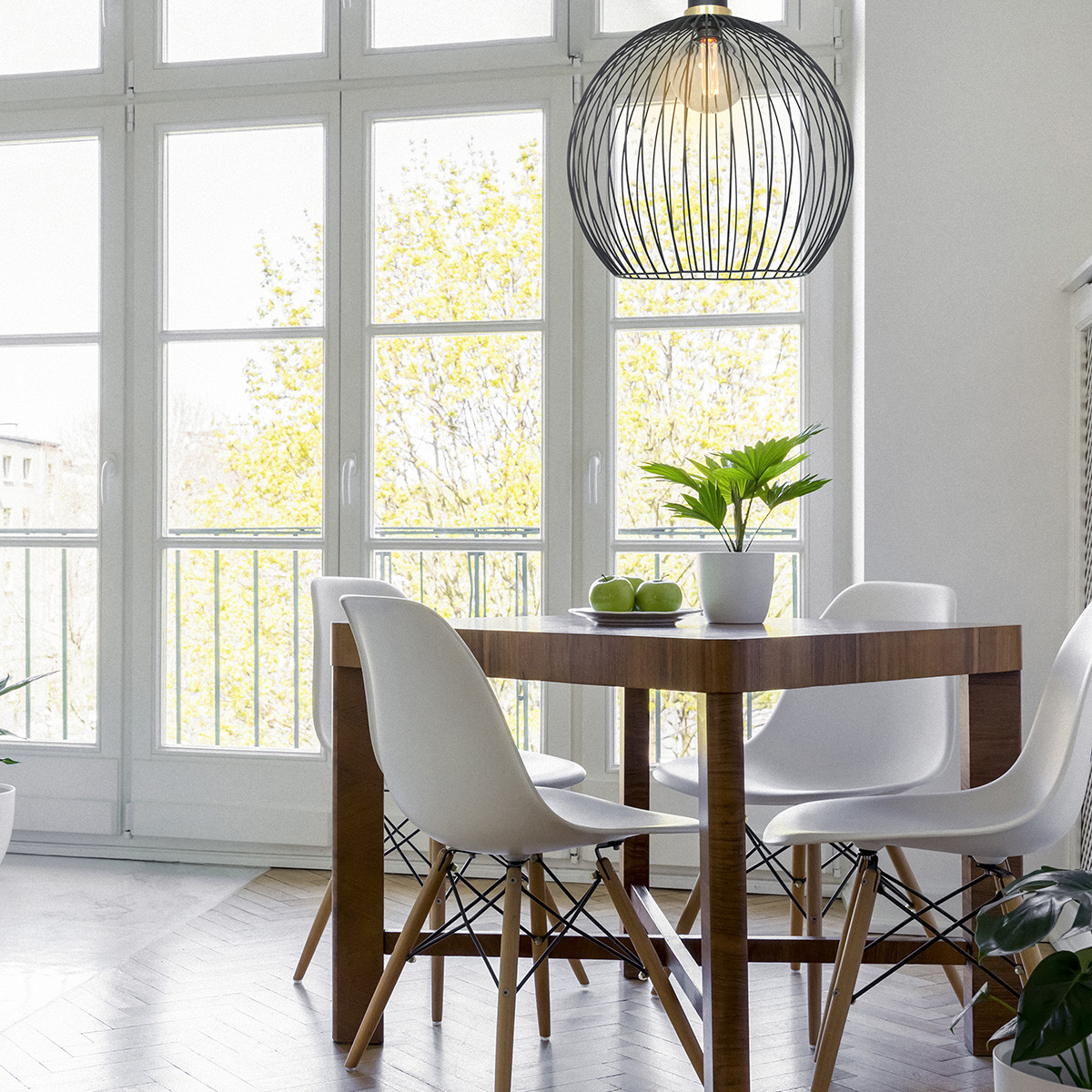 Lampe boule en fil de fer avec détails dorés Mexlite Aureole noir – Image 3