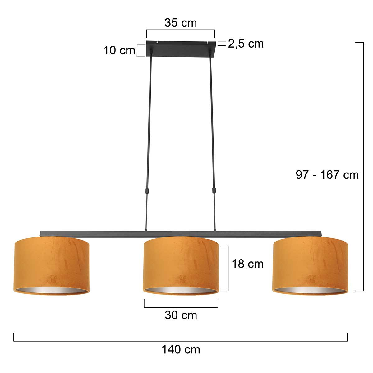 Suspension métallique noire moderne Steinhauer Stang – Image 7