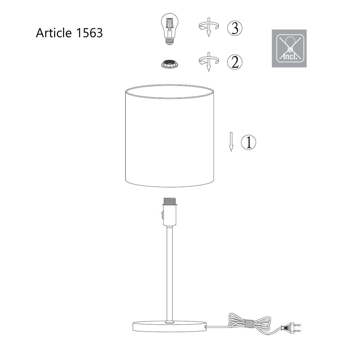 Lampe de table moderne en tissu et métal Mexlite Noor – Image 10
