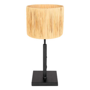 lampe-de-chevet-pied-noir-droit-abat-jour-raphia-steinhauer-stang-naturel-et-noir-3708zw