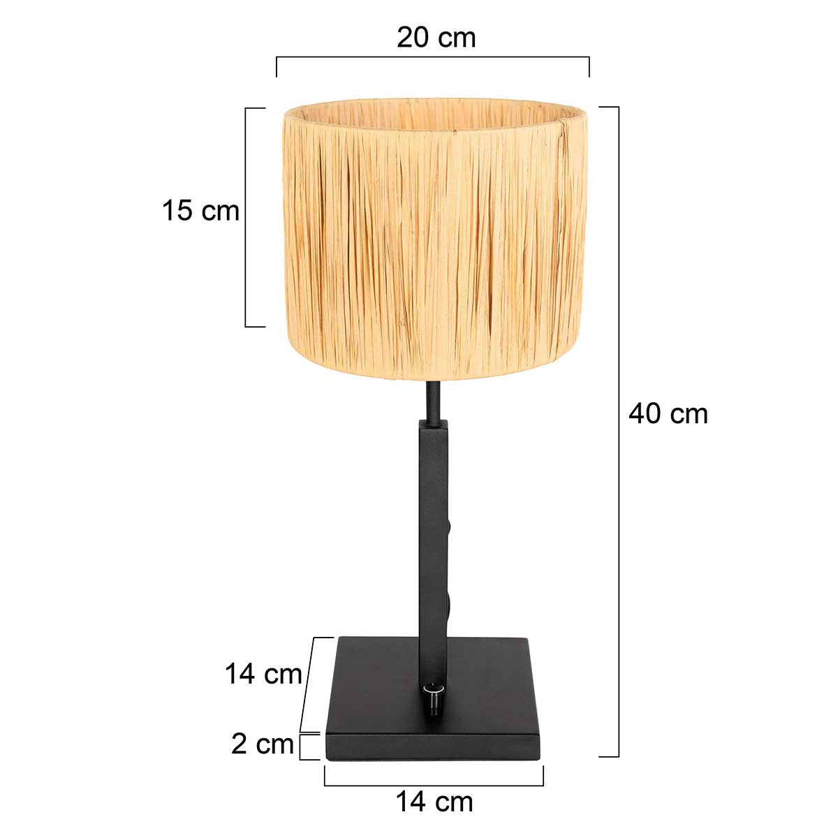 Lampe de chevet pied noir droit abat-jour raphia Steinhauer Stang naturel et noir – Image 7