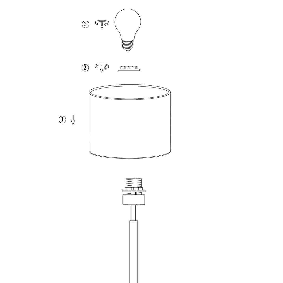 Lampe de chevet pied noir droit abat-jour raphia Steinhauer Stang naturel et noir – Image 8