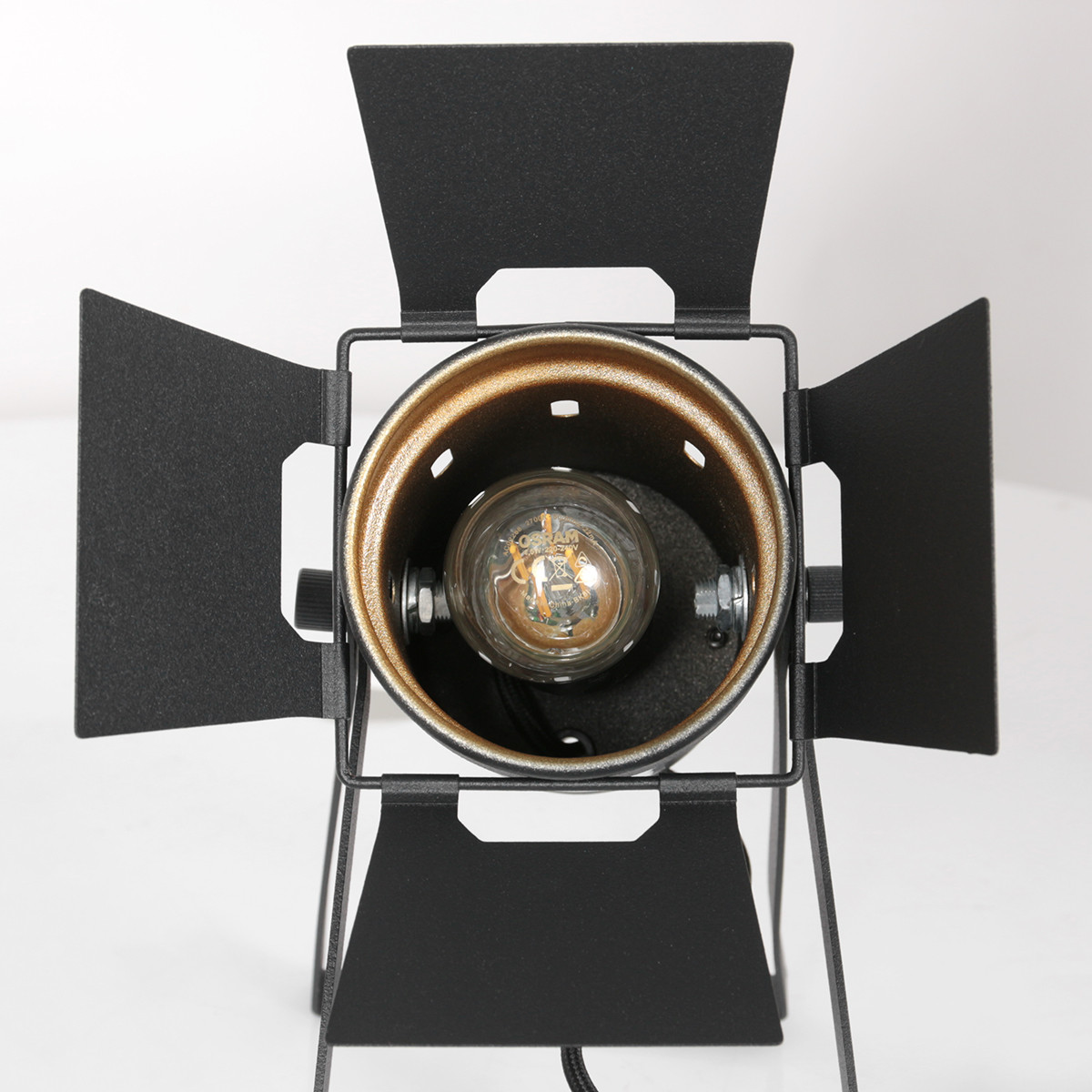 Lampe de table industrielle rétro noire inclinable Mexlite Carree – Image 10