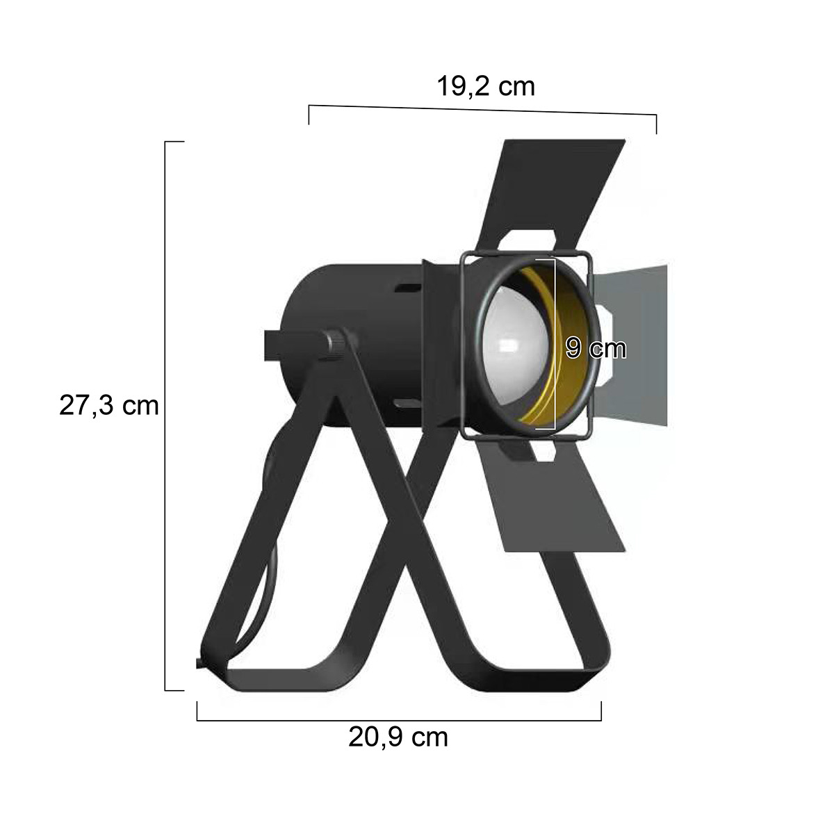 Lampe de table industrielle rétro noire inclinable Mexlite Carree – Image 5