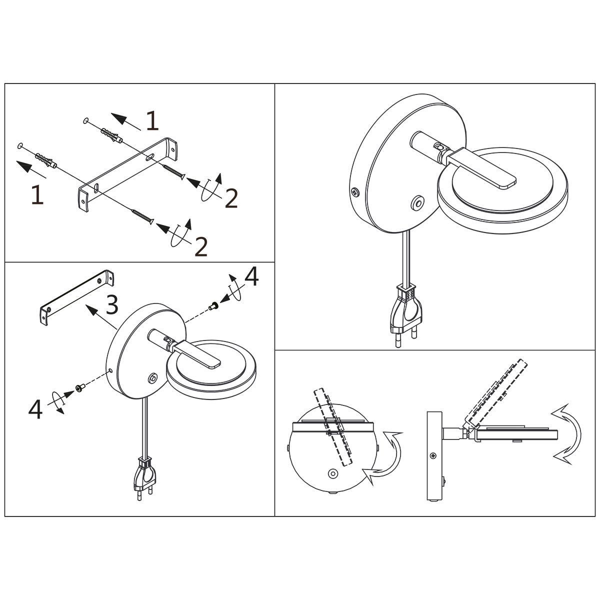 Lampe de chevet verre fumé Steinhauer Turound noir – Image 10