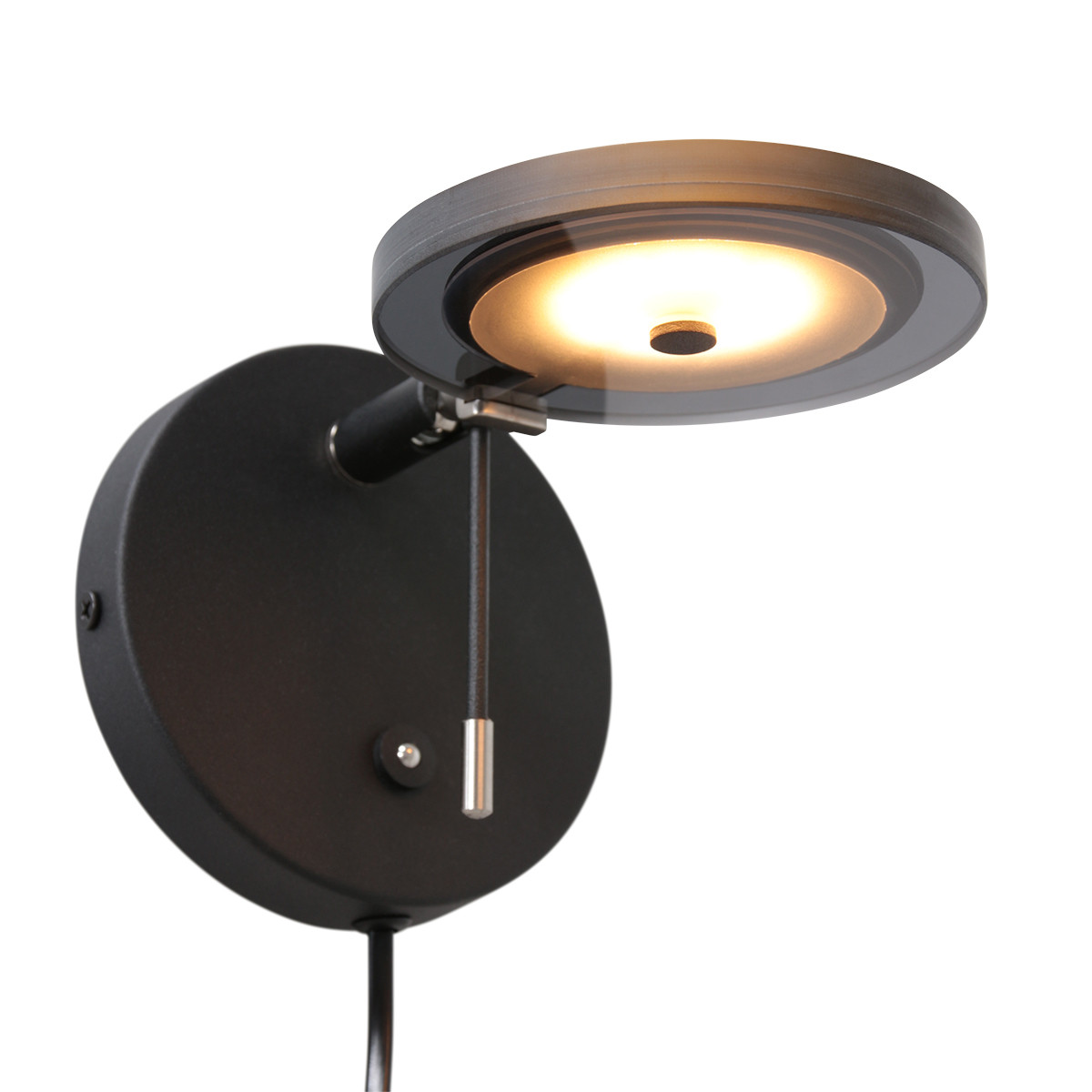 Lampe de chevet verre fumé Steinhauer Turound noir – Image 2