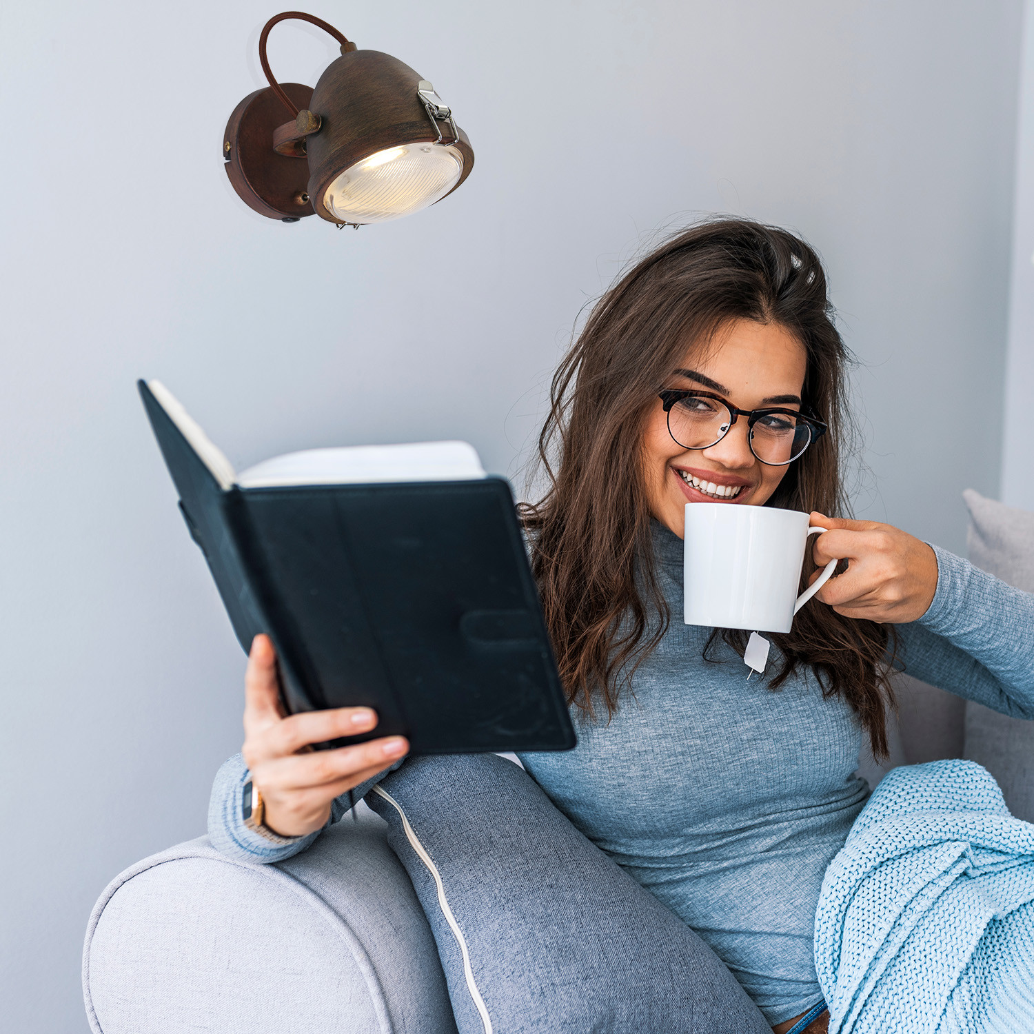 Spot industriel en métal brun et verre Mexlite Paco – Image 3