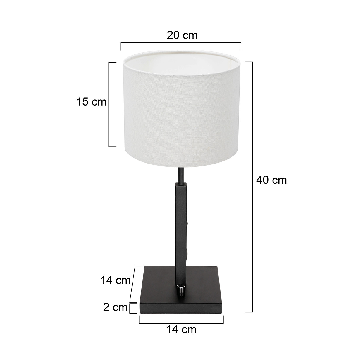 Lampe de table abat-jour en lin blanc Steinhauer Stang noir – Image 6