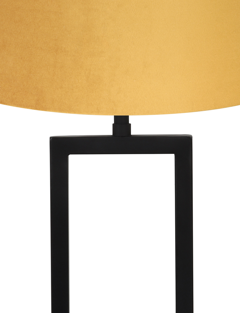 Lampe de table abat-jour en velours jaune Light & Living Shiva noir – Image 2