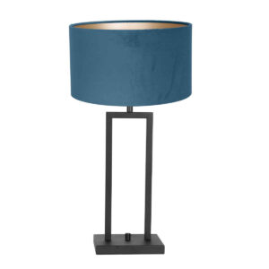 lampe-de-table-bleue-socle-noir-steinhauer-stang-8215zw