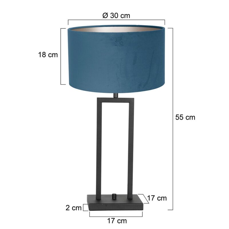 lampe-de-table-bleue-socle-noir-steinhauer-stang-8215zw-7
