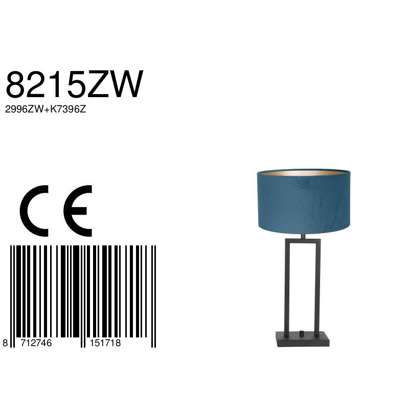 Lampe de table bleue socle noir Steinhauer Stang – Image 8