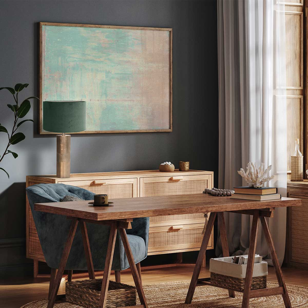 Lampe de table chic Steinhauer Bassiste bronze et vert – Image 3