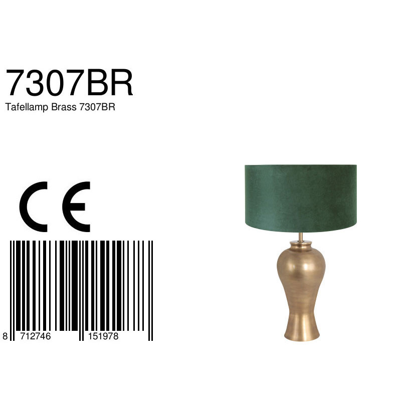 Lampe de table classique abat-jour velours vert Steinhauer Brass bronze – Image 7