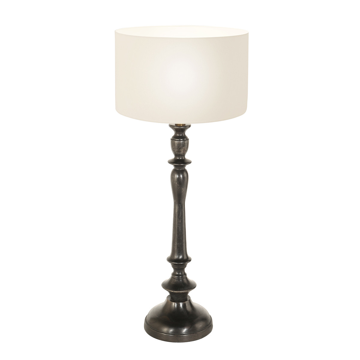Lampe de table classique blanc noir Steinhauer Bois noirantique et opaque – Image 2