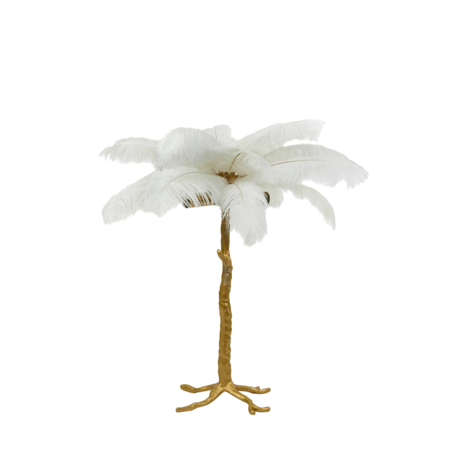 Lampe de table classique dorée avec des plumes d'autruche blanches Light & Living Feather – Image 2