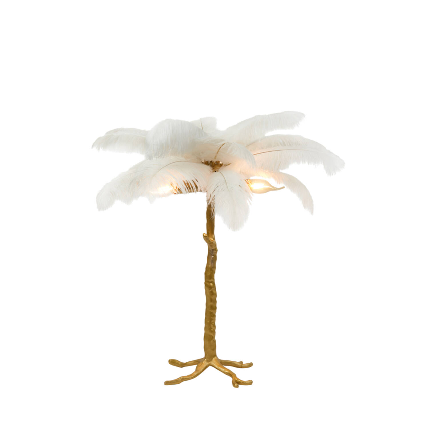 Lampe de table classique dorée avec des plumes d'autruche blanches Light & Living Feather – Image 6