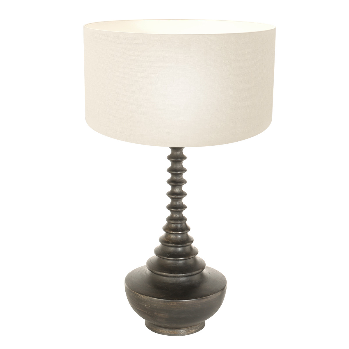 Lampe de table classique noir et blanc Steinhauer Bois noirantique et linblanc – Image 2