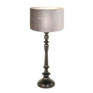 lampe-de-table-classique-noire-avec-abat-jour-argente-steinhauer-bois-noirantique-et-argent-3767zw-2