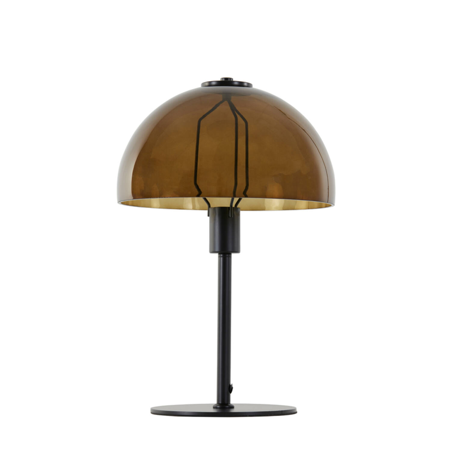 Lampe de table classique noire avec verre fumé marron Light & Living Mellan – Image 2