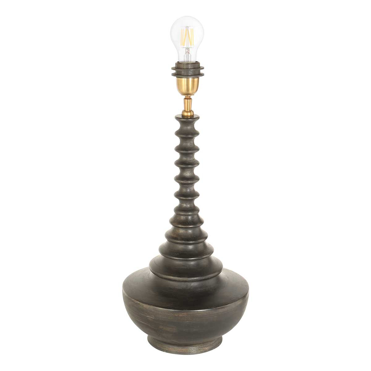 Lampe de table classique pied marron doré Steinhauer Bois noirantique – Image 2