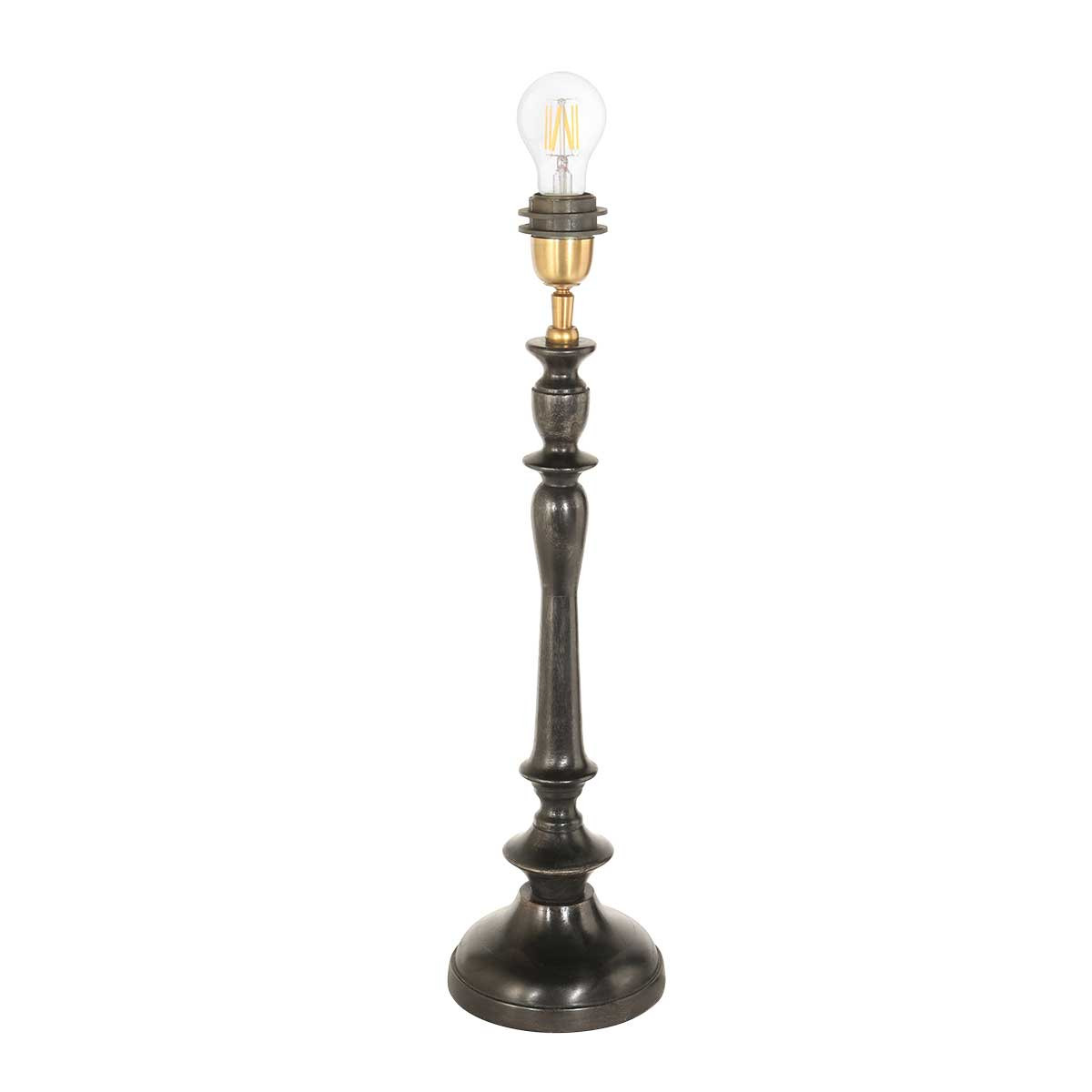 Lampe de table classique pied noir doré Steinhauer Bois noirantique – Image 2