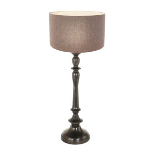 lampe-de-table-classique-ronde-marron-noir-steinhauer-bois-noirantique-et-gris-3770zw-2