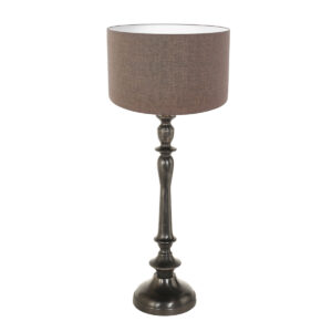 lampe-de-table-classique-ronde-marron-noir-steinhauer-bois-noirantique-et-gris-3770zw