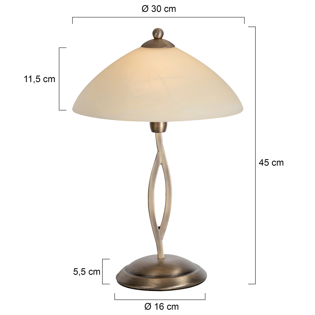 Lampe de table bronze abat-jour verre marbré torsadé Steinhauer Capri – Image 8
