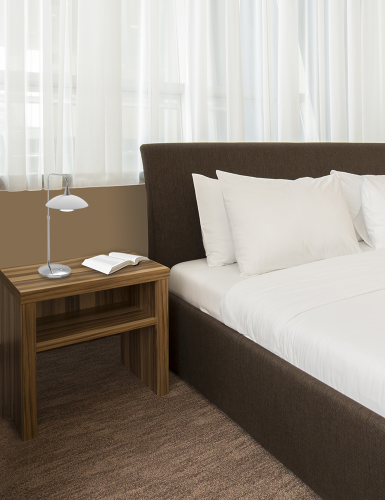 Lampe de table courbée en verre Steinhauer Tallerken acier – Image 3