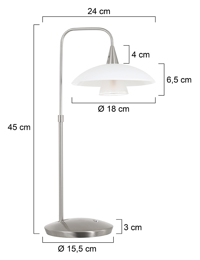 Lampe de table courbée en verre Steinhauer Tallerken acier – Image 7