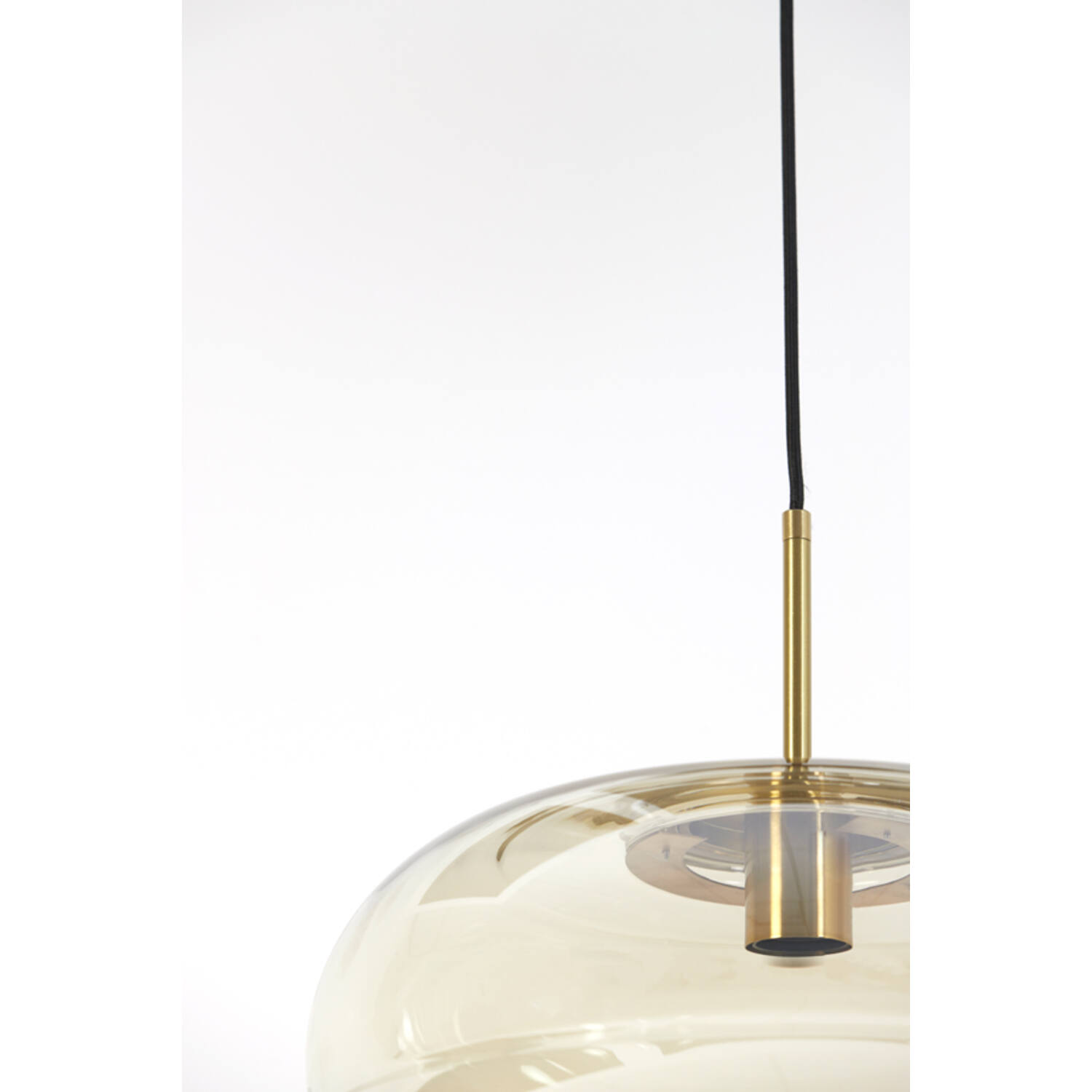 Lampe suspendue rétro dorée ovale en verre fumé Light & Living Misty – Image 4